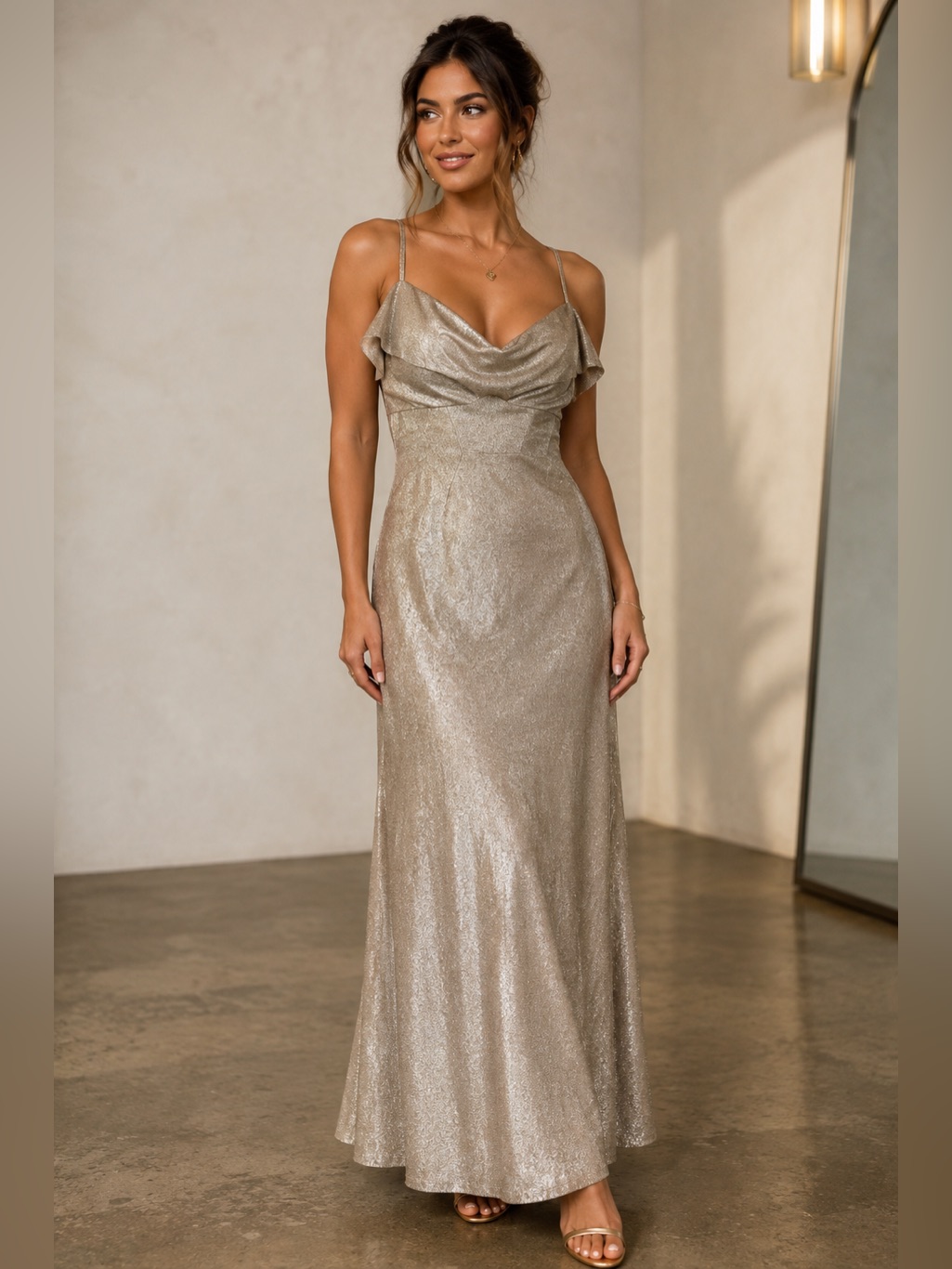 Elegant Gold Evening Gown Prom Formal